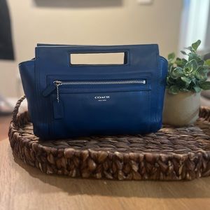 Coach Blue Leather Handbag/Clutch - 48012 Legacy Basket Sqaure Handle